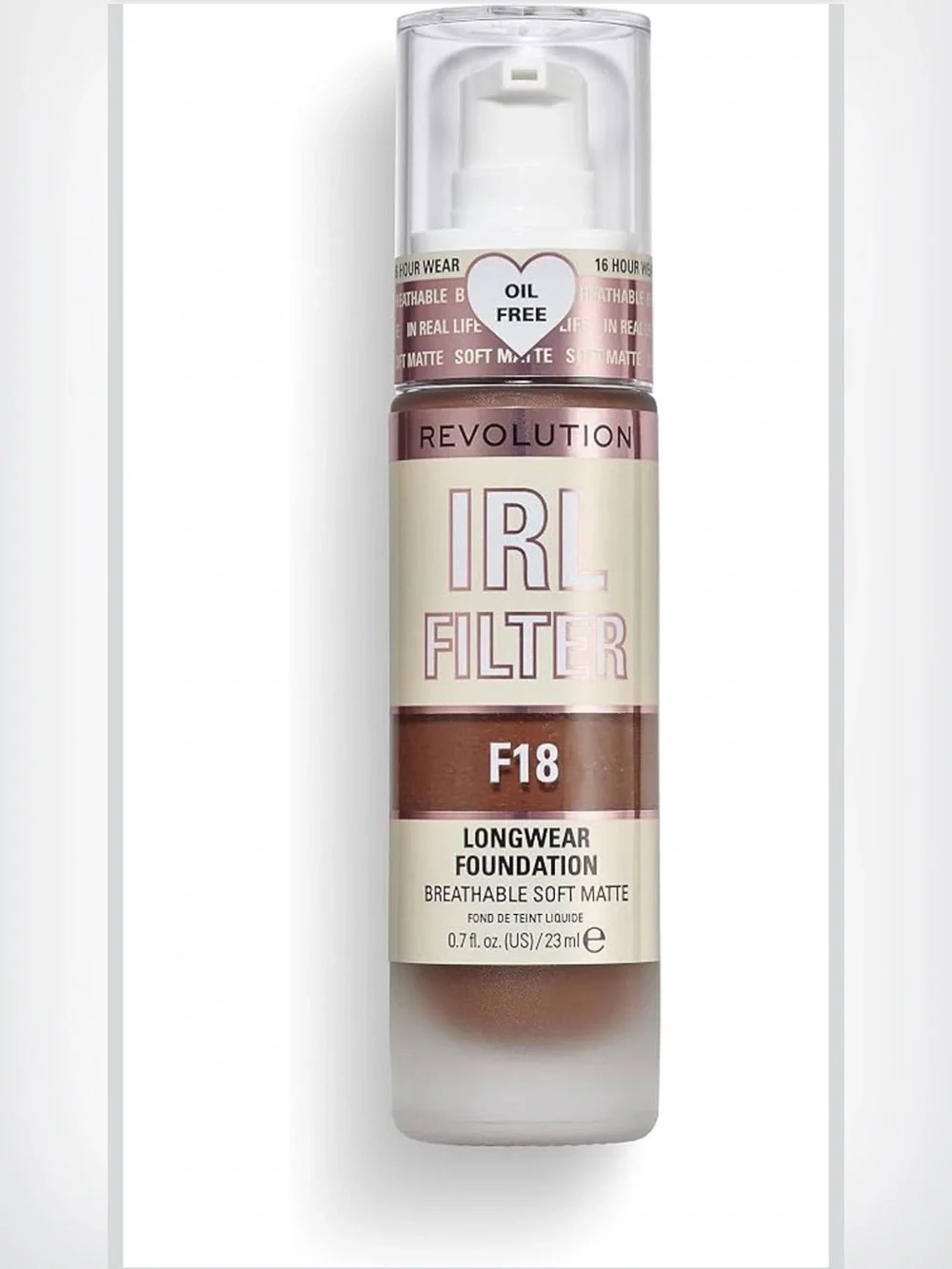 Revolution IRL Filter Longwear Foundation F18 Deep Brown